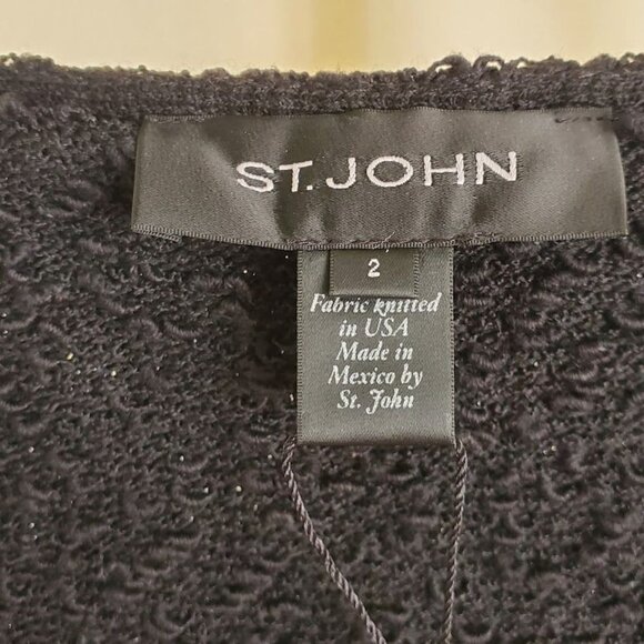 St. John Bouclé Skirt Caviar Frost Size 2 Fringe Hem NWT Couture - Picture 2 of 4